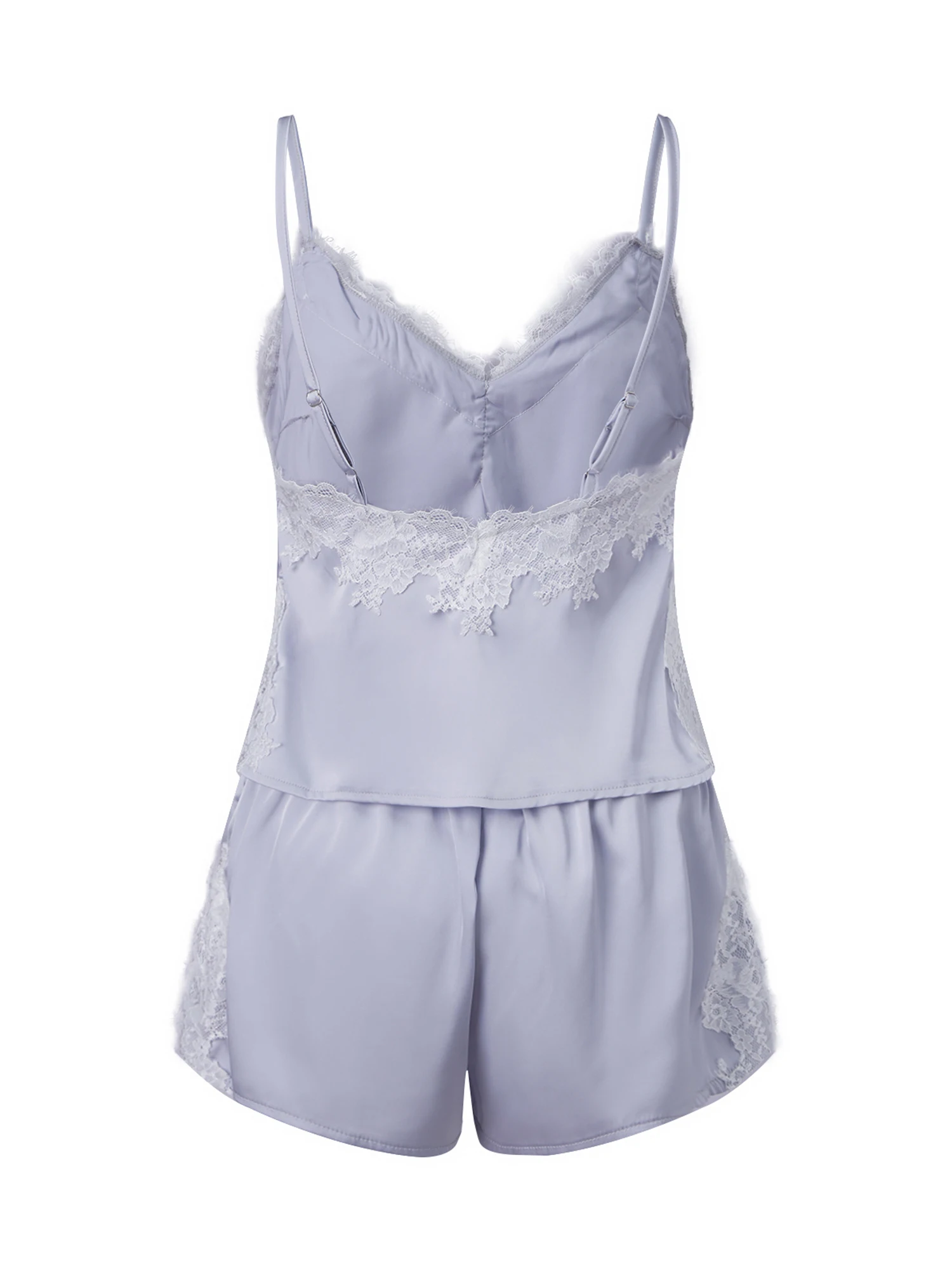 

Elegant Floral Print Nightgown Set with Lace Trim Tank Top and Shorts Women s 2-Piece Soft Sleepwear for Summer