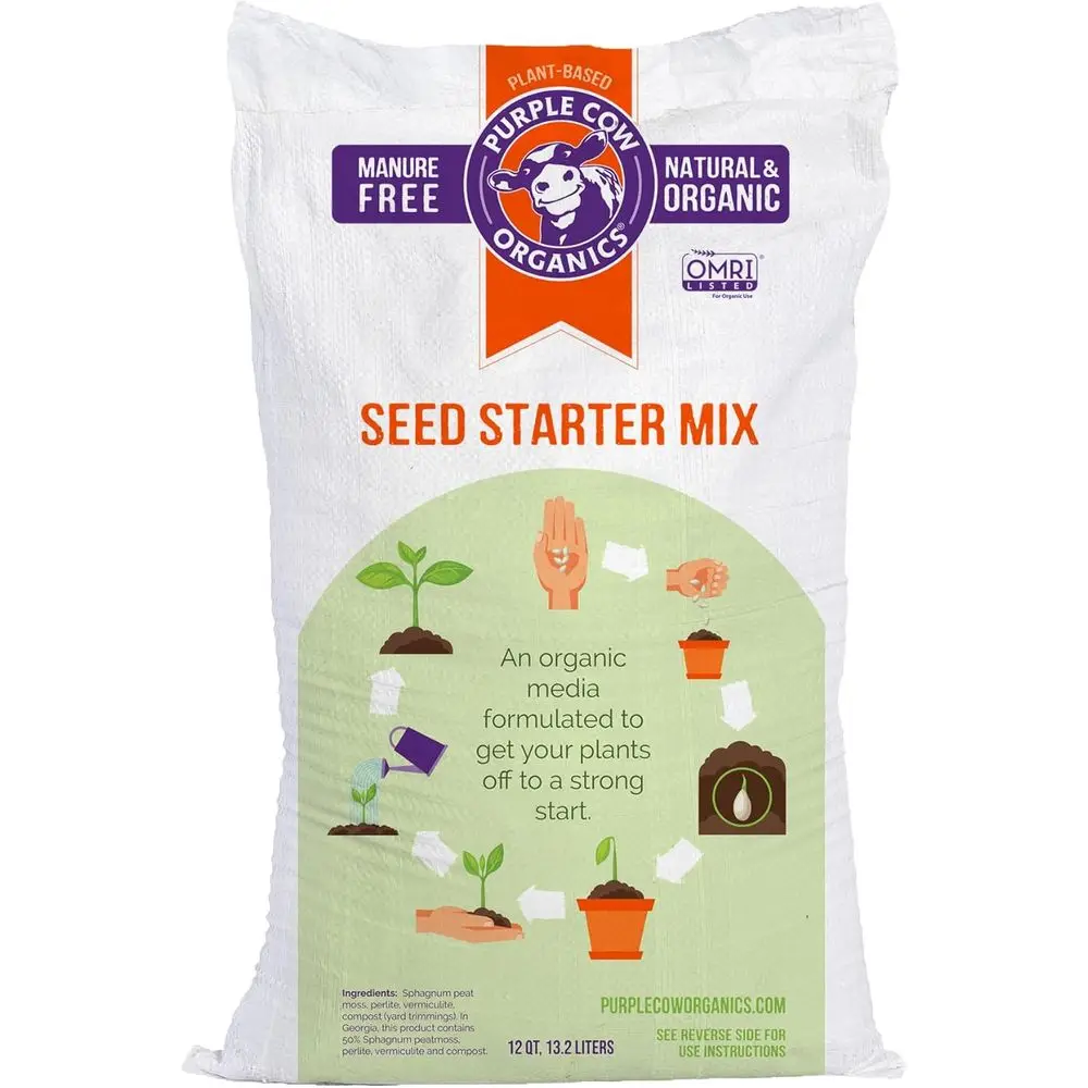 Seed Starter 12 Quart Bag, All Natural Organic, for Seedling Germination, Grows Strong Roots Indoor Gardens, Raised Beds Transpl