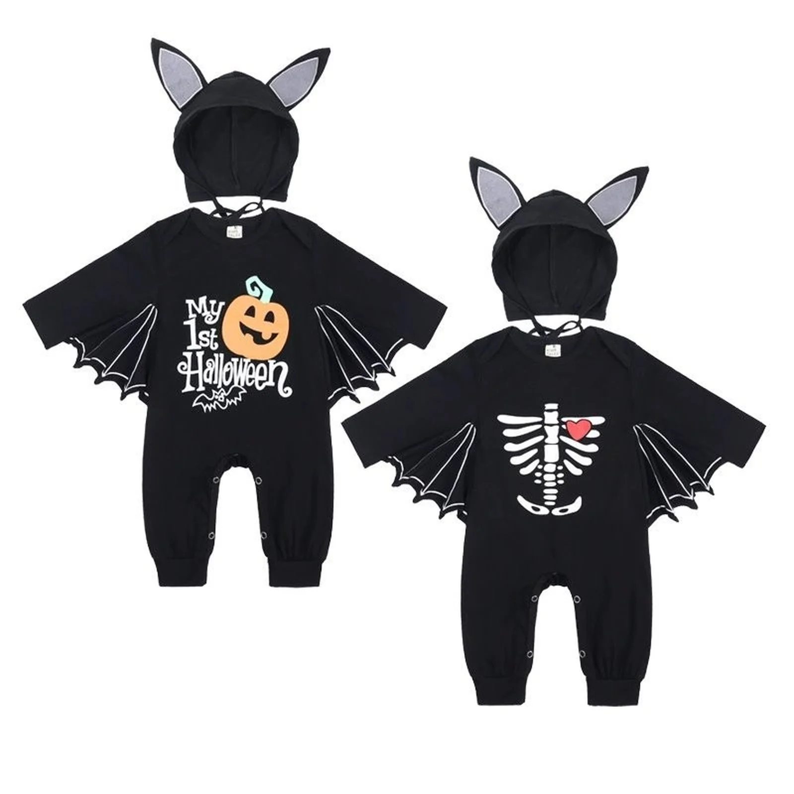 

Creative Romper Long Sleeve Halloween Collection Outfits Comfortable Black Bat Cosplay Bodysuit Baby Clothes Crawling Bodysuit