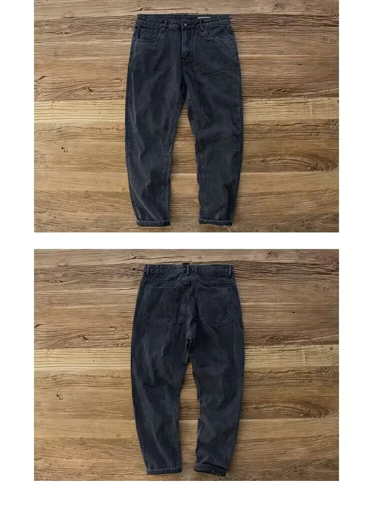 جينز رجالي فضفاض غير رسمي للعمل مقاوم للاهتراء أحذية أمريكية متطابقة مع السراويل منتصف الخصر سراويل طويلة مرنة قليلاً #4