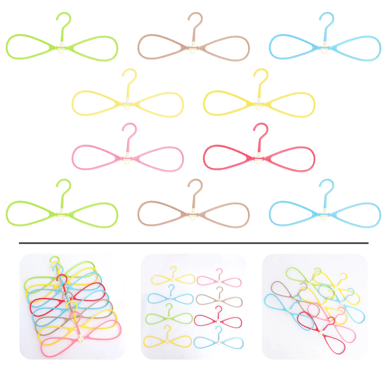 10Pcs No Mark Clothes Hangers Space Saving Rotary Skid Proof Plastic Hangers for Wardrobe Closet Pants Coats Suits Laundry