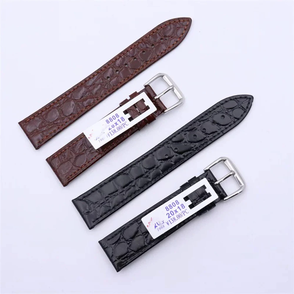 Unisex Thin Leather Watch Band Stone Pattern Pin Buckle Strap 10mm 12mm 14mm 16mm 18mm 19mm 20mm 21mm 22mm