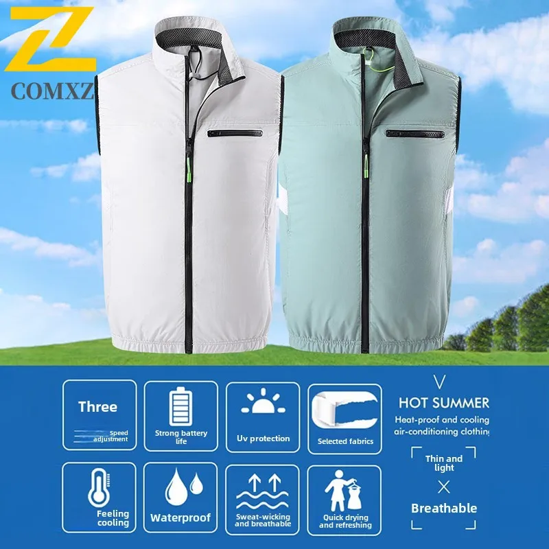 Summer Fan Vest Men's Women USB Rechargeable Sleeveless Ice Jacket Air Conditioner Clothes Casual Camping Fishing Cooling Vests