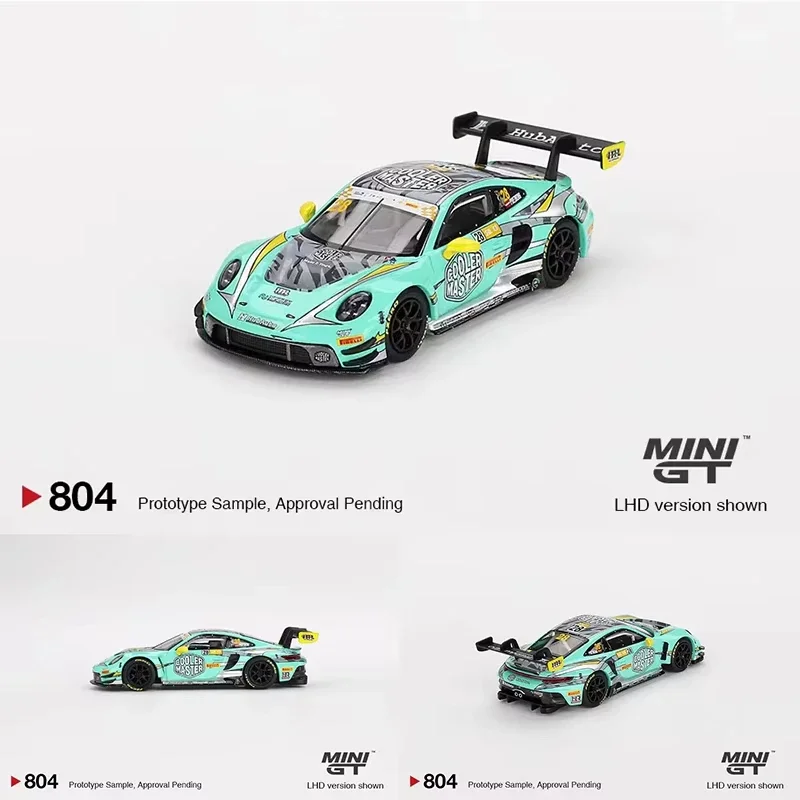 ما قبل البيع MINIGT 992 GT3R # 80 AO Racing 2023 IMSA Pink 1:64 Diecast Diorama Model Collection Toys