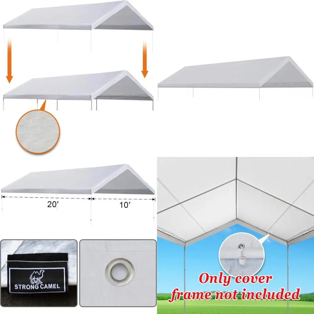 

Сменное покрытие для навеса 10x20 футов или тент-укрытие для гаража с эластичными шнурами (только покрытие, белое)