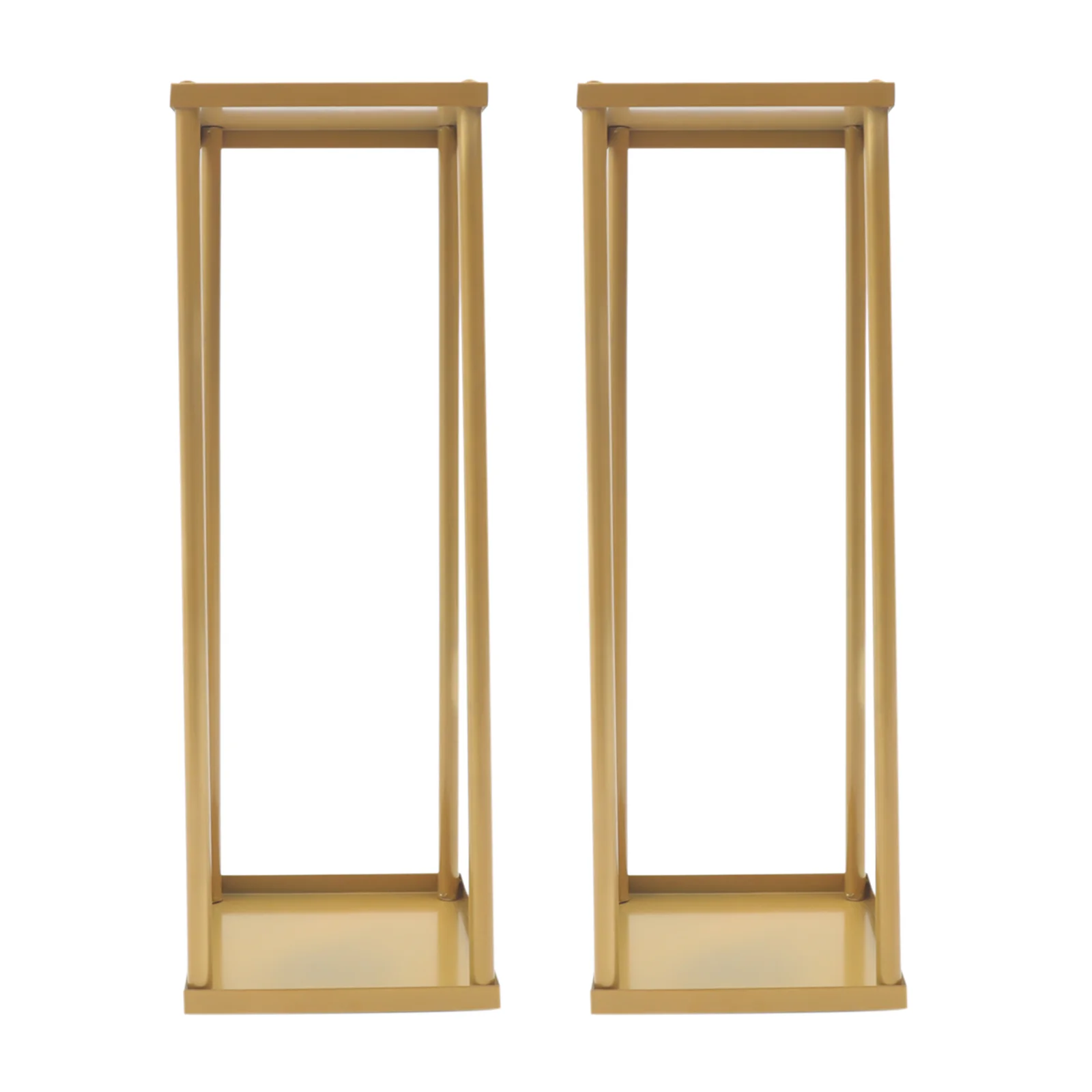 2Pcs Gold Flower Floor Stand Metal Column Flower Stand,23.6 Inches Tall Wedding Vases Centerpieces, Rectangular Display Rack