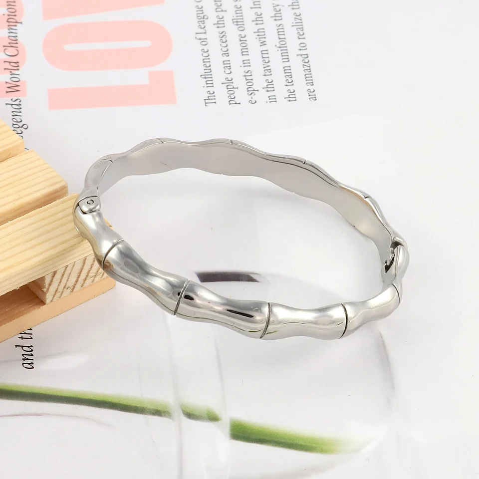 New Starlight Creative Simple 18 K Stainless Steel Cuff Bracelet Korean Women Fashion Elegant Smooth Bangles Gold Color Jewelry