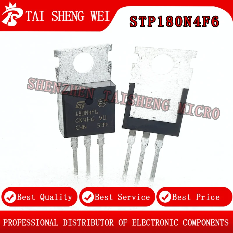 10PCS Brand New STP180N4F6 P180N4F6 180N4F6 TO-220 Package 40V 120A MOSFET