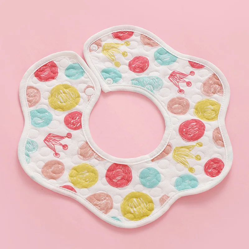 Impermeável Baby Feeding Bibs com fio de algodão, Infants Saliva Toalha, Recém-nascido Soft Burp Cloth, Kids Bib, 360 Degree Petal