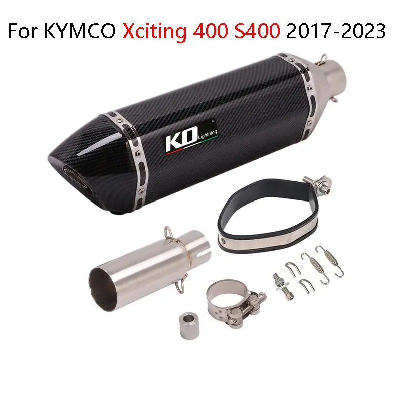 

For KYMCO Xciting 400 S400 2017-2023 Motorcycle Exhaust Mid Link Pipe Slip On 51mm Muffler With DB Killer Stainless Steel Escape