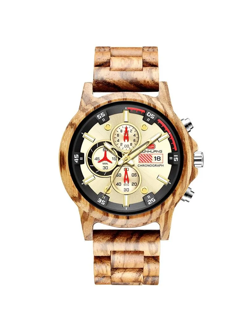 Wooden Watch Men's Multi functional Sports Fashion Wooden Watch Model 1010