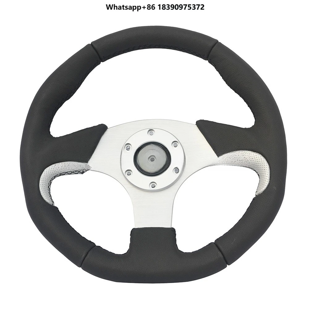 Universal Flat Auto Steering Wheel Real Leather Premium Car Accessory