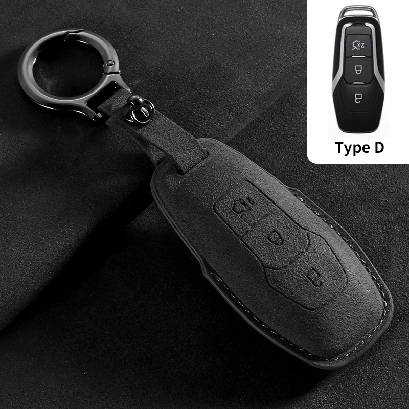 Wildleder-Autoschlüsselhülle für Ford Maverick Focus Edge Explorer Everest Fusion Mondeo Raptor Bronco Ranger KA Fiesta Kuga – Detail 10