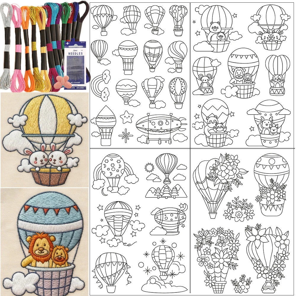 35pcs Balloon Water-Soluble Stabilizer Embroidery Patches, D