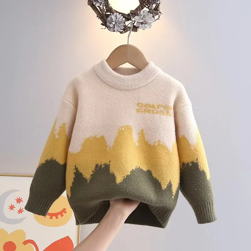 

Baby Children's Foreign Style Knitwear Kids Sweater Boys' Sweater Autumn and winter 2025 New Big Children Boys Thickened