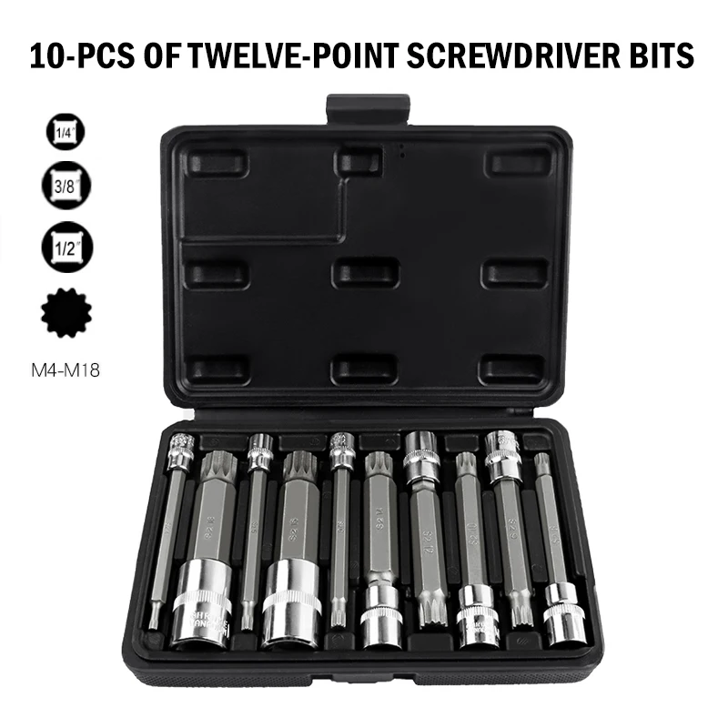 10 шт. 12-точечная головка с головкой M4 ~ M18, быстрый гаечный ключ, отвертка с цветком сливы, звездообразное сопло, инструмент, ключ