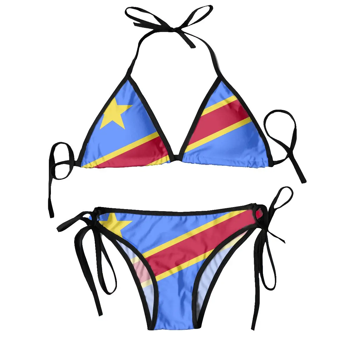 2024 Swimsuit Congo Democratic Republic Flag Mujer Women Swimwear Summer Beachwear Bathing Bikinis Sets