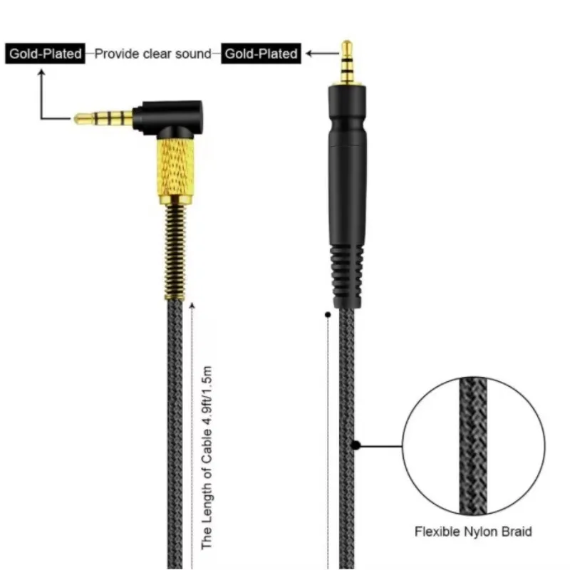 

Plug and Play audio cable For Sennheiser G4ME ONE/ZERO/PC373D/PC37X GSP350/500 3.5mm to 2.5mm plug Braided thread/no microphone，