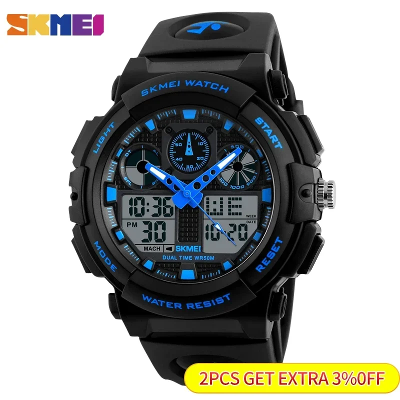 SKMEI Sports Watch Men Digital Double Time Chronograph Watches 50M Watwrproof Week Display Wristwatches Relogio Masculino 1270