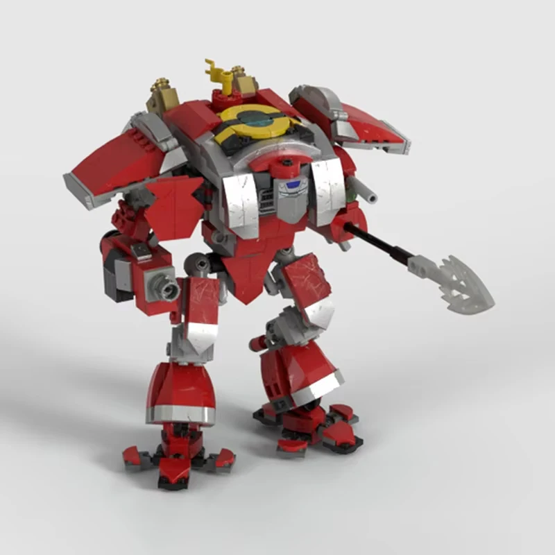 QWERT Sci-Fi Mech Robot Building Blocks Set, Red Warrior Mecha Action Figure Model, DIY Assembly Brick Kit for Sci-Fi Fans view 2