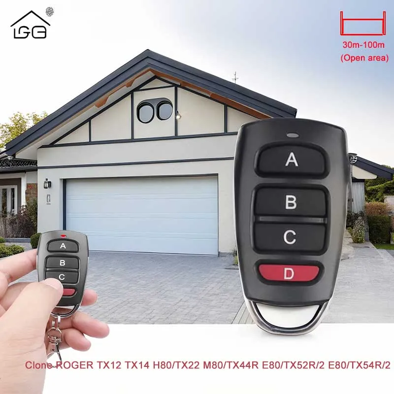 `433MHz Universal Wireless Copy Remote Control,4 Buttons RF Duplicator Cloning Key Fob for Garage Door Gate Opener`