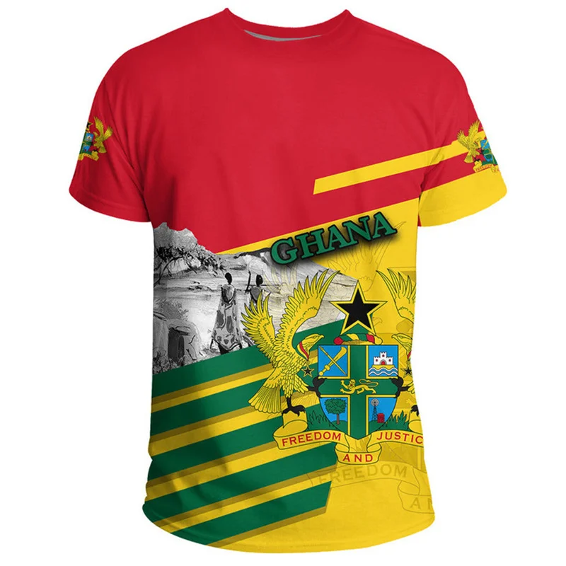 3D Print Ghana Nationa IndependenceDay T Shirt The Republic-of Ghana Map Emblem Flag Graphic T-shirts For Men Mens Clothing Tops