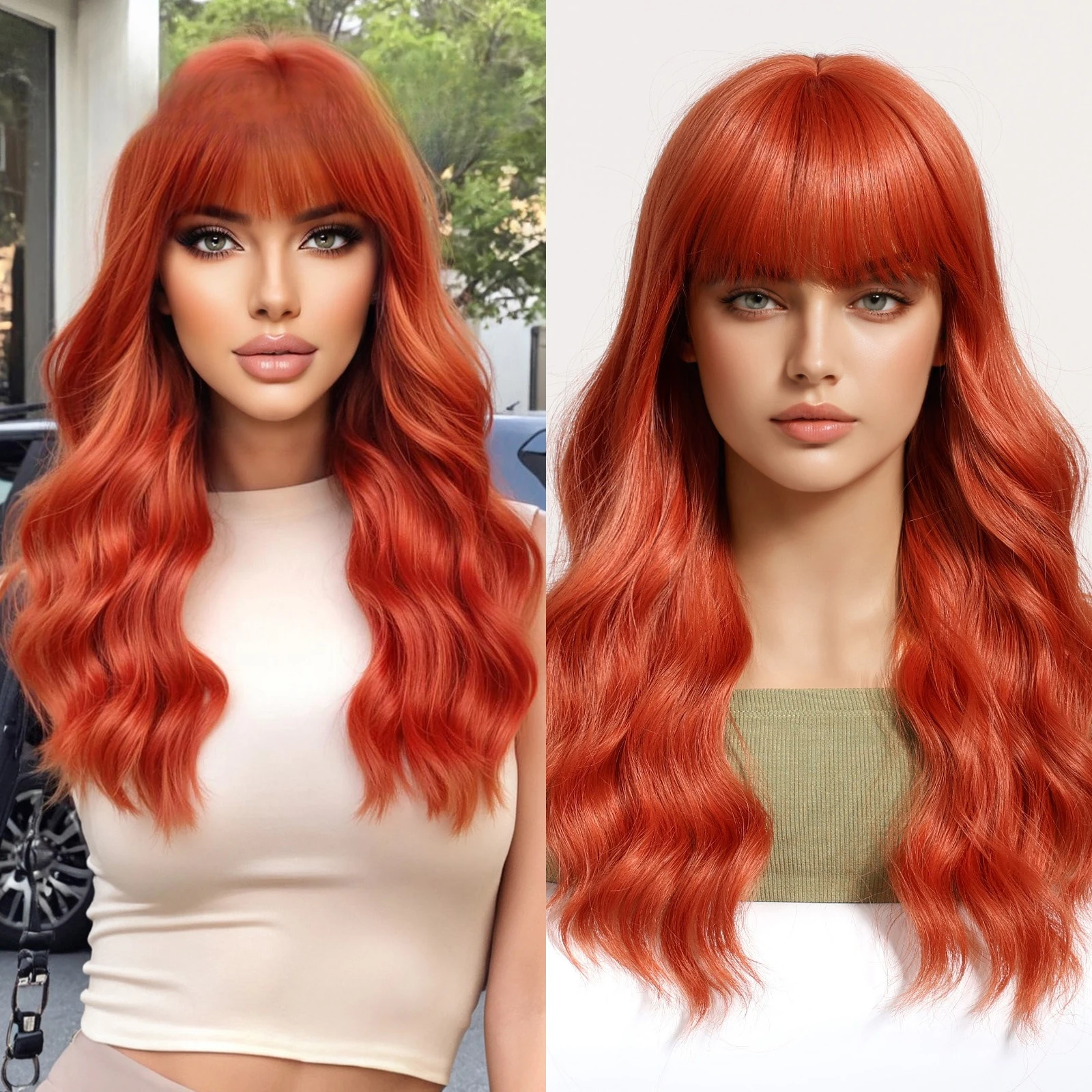 

Wig female long hair jk big wave natural Qi bangs full head cover Lolita fashion color long curly hair