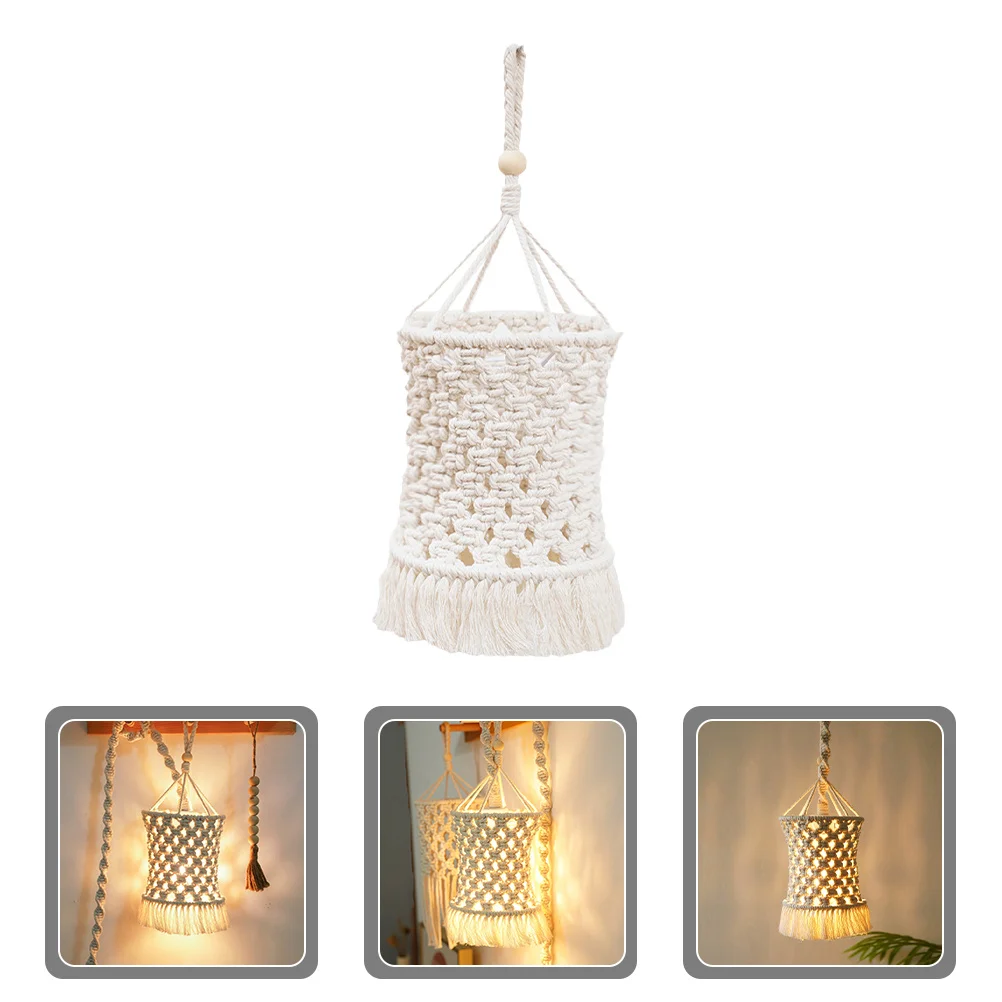 

Charming Bohemian Macrame Lampshade Pendant Hanging Light Cover Tassel Woven Fringe Decorative Boho Home Decor