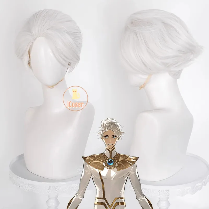 25COSiCoser أنيمي ليكون بطل X لطيف شعر مستعار تأثيري الأبيض القصير الشعر لين لينغ حفلة الهالوين للنساء الرجال كرنفال لعب الأدوار كوس P