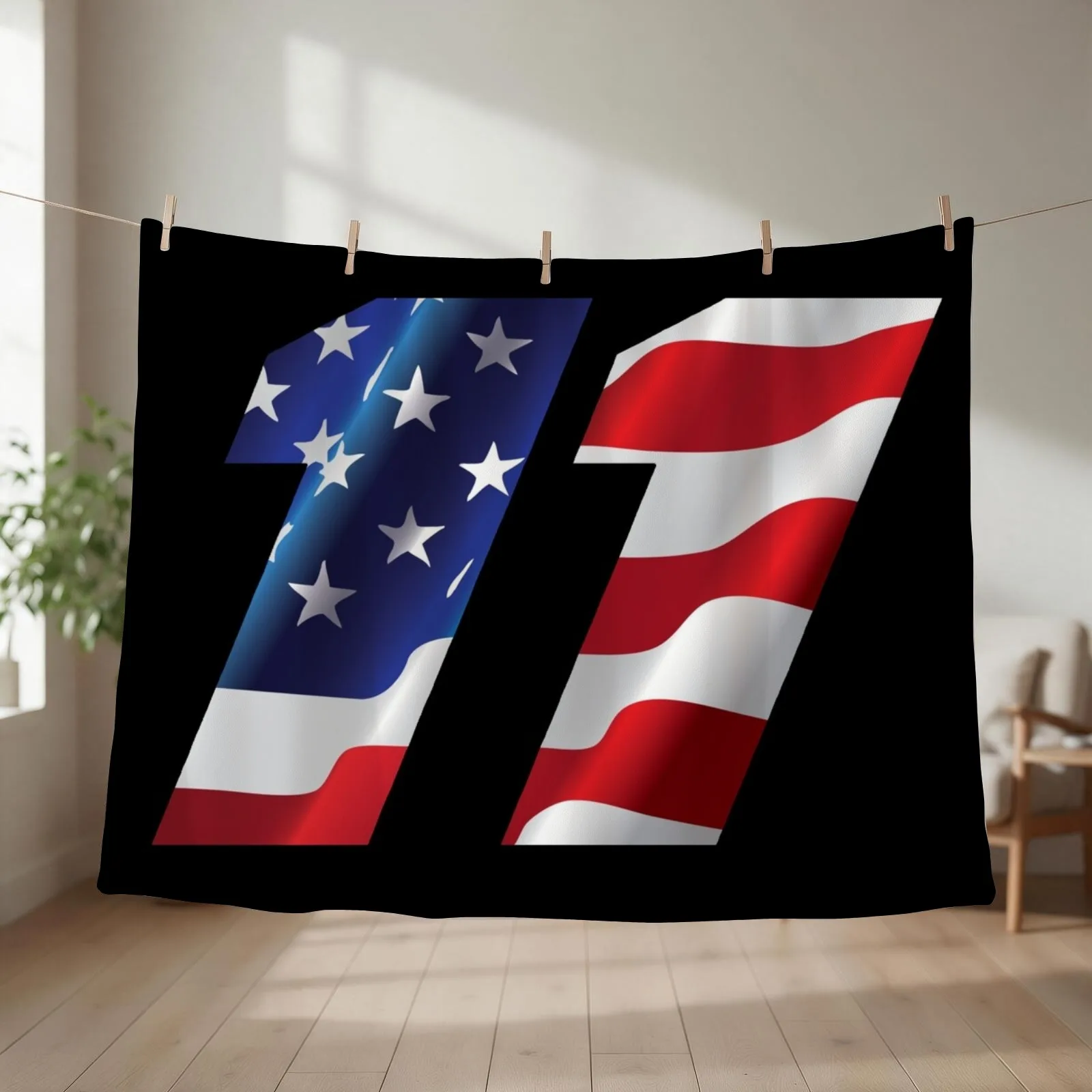 Denny Hamlin USA 11 Throw Blanket couch cozy soft plush fuzzy picnic outdoor blanket