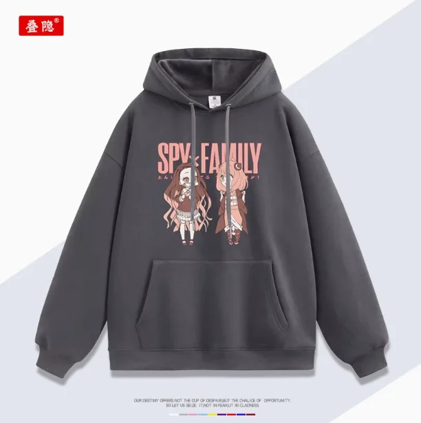 Anime Demon Slayer SPY×FAMILY Anya Forger Hooded Hoodie Cosplay Autumn Winter Men Women Coat Loose Jacket Tops