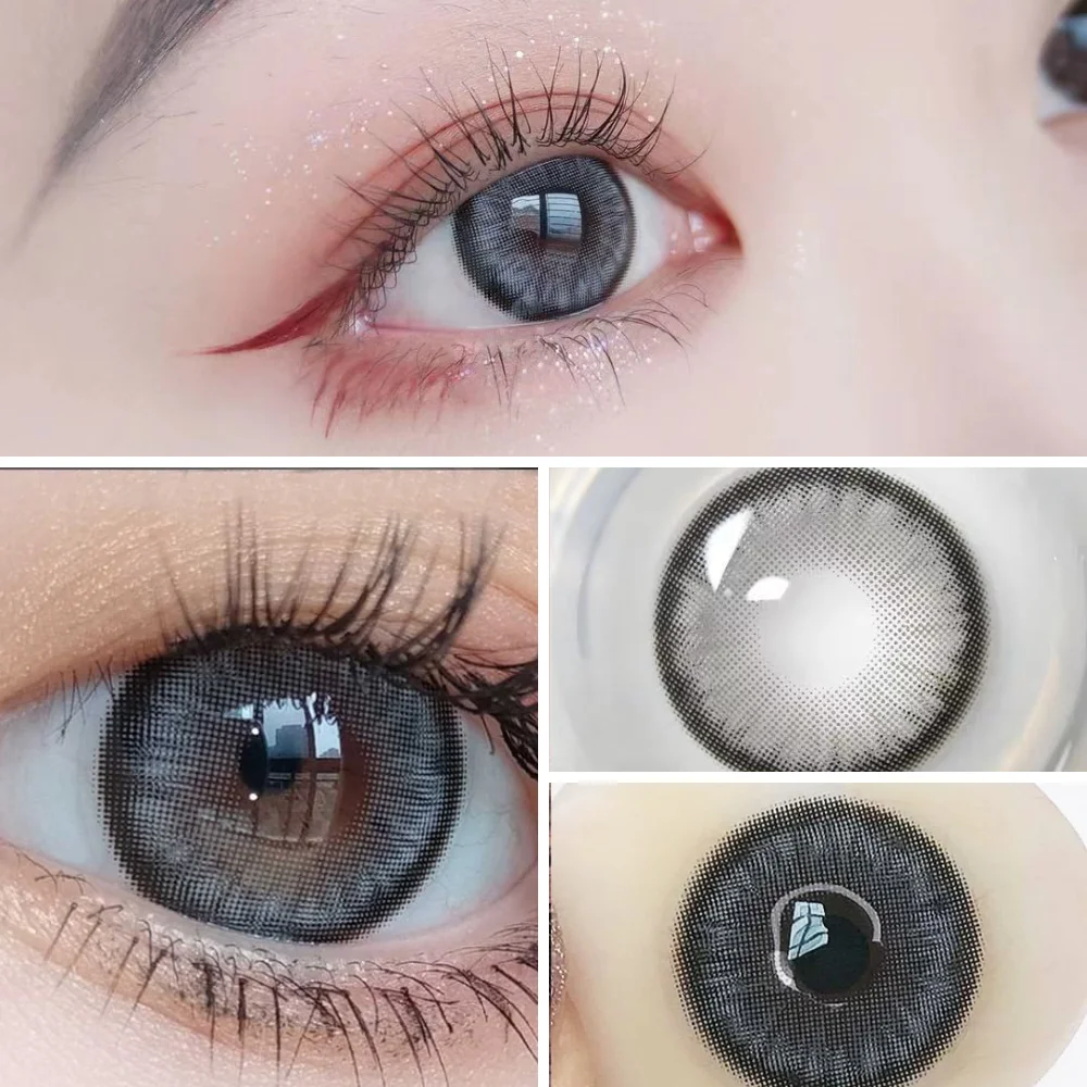 UYAAI 1 Pair Colors Contact Lenses With Degree Power Yearly Lenses with Diopters Prescription Lenses Natural Color Beauty Pupils
