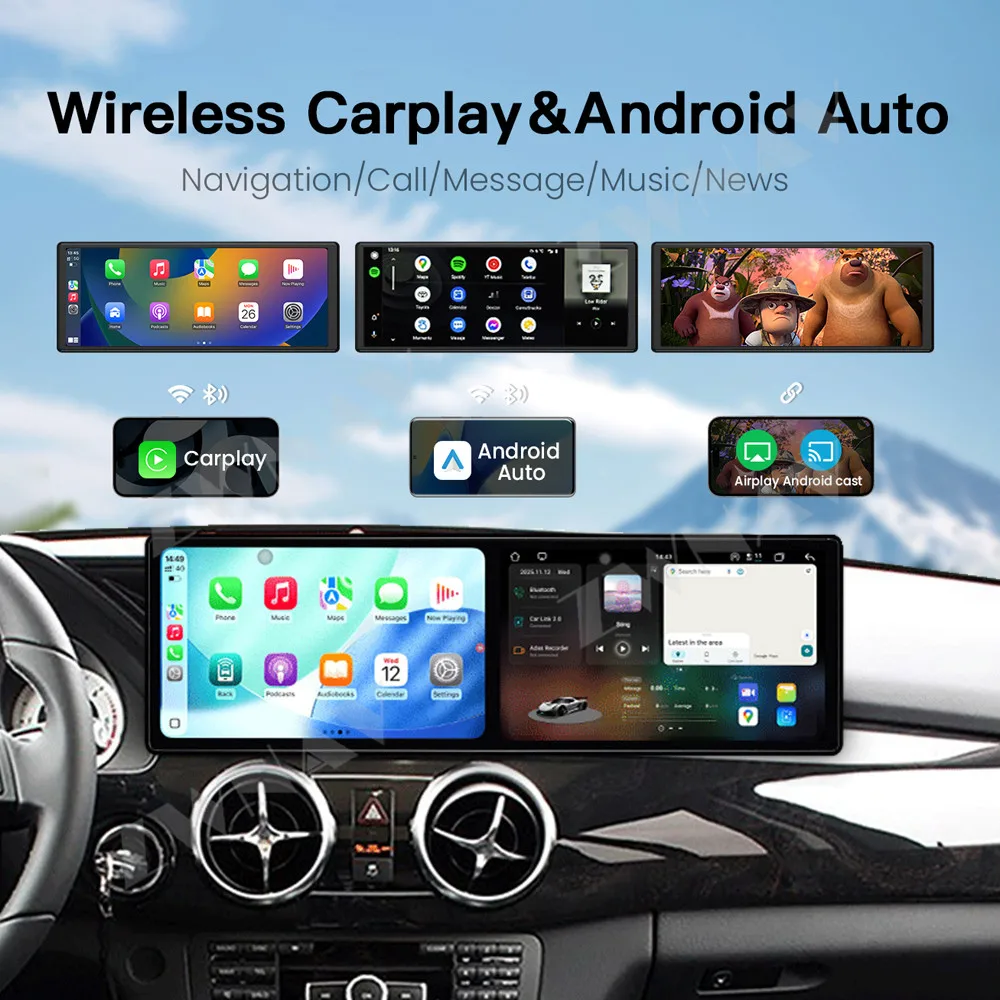 Dual 9.1 Inch Touch Screen Carplay Car Radio For Benz GLK X204 2013-2015 Android 15 GPS Navigation Multimedia Player Head Unit
