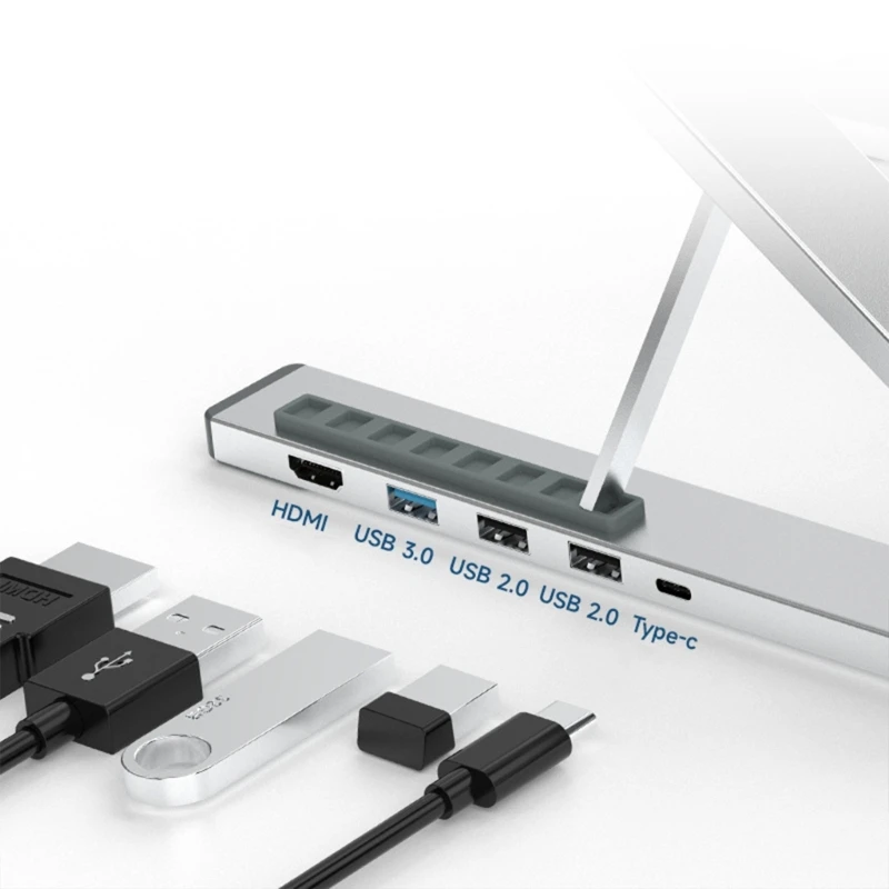 حامل كمبيوتر محمول مريح مع منصة 4 في 1، نقل فوري للملفات بسرعة 1 جيجا، حامل كمبيوتر محمول واضح لإخراج الفيديو بدقة 4K K1KF