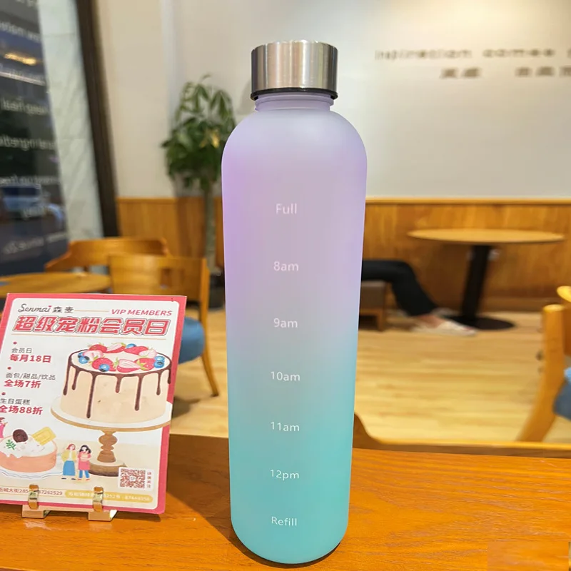 1 Liters Water Bottle Motivational Drinking Bottle Sports Water Bottles With Time Marker Stickers Portable Reusable Plastic Cups 17