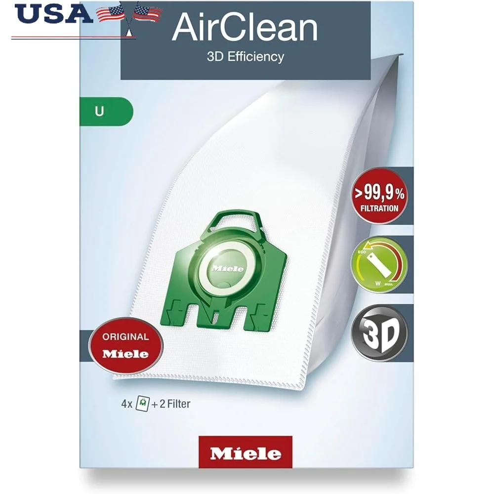 Tas Penyedot Debu Efisiensi 3D AirClean Paket berisi 4 Kompatibel dengan Filter Model U1 S7 Dinamis 99,9 Partikel Debu