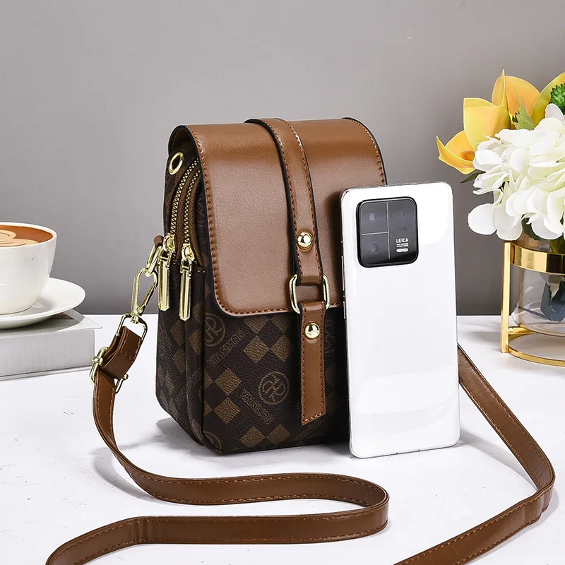 Fashion and Casual PU Soft Leather Women's Shoulder Crossbody Bag, Mini Mobile Phone Change Storage Bag