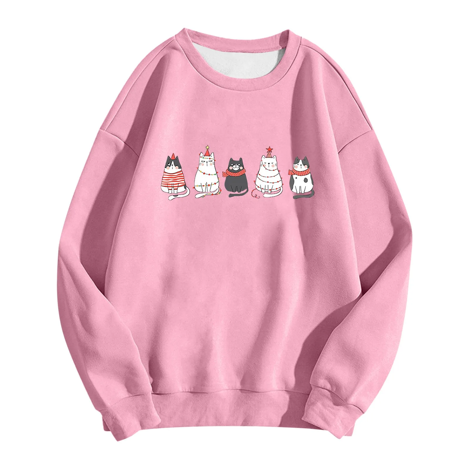 Christmas Sweatshirt Christmas Cat Merry Christmas Hoodie Cat Lover Sweater Cute Cat Cewneck Sweatshirts Gift for Mom y2k Cloth