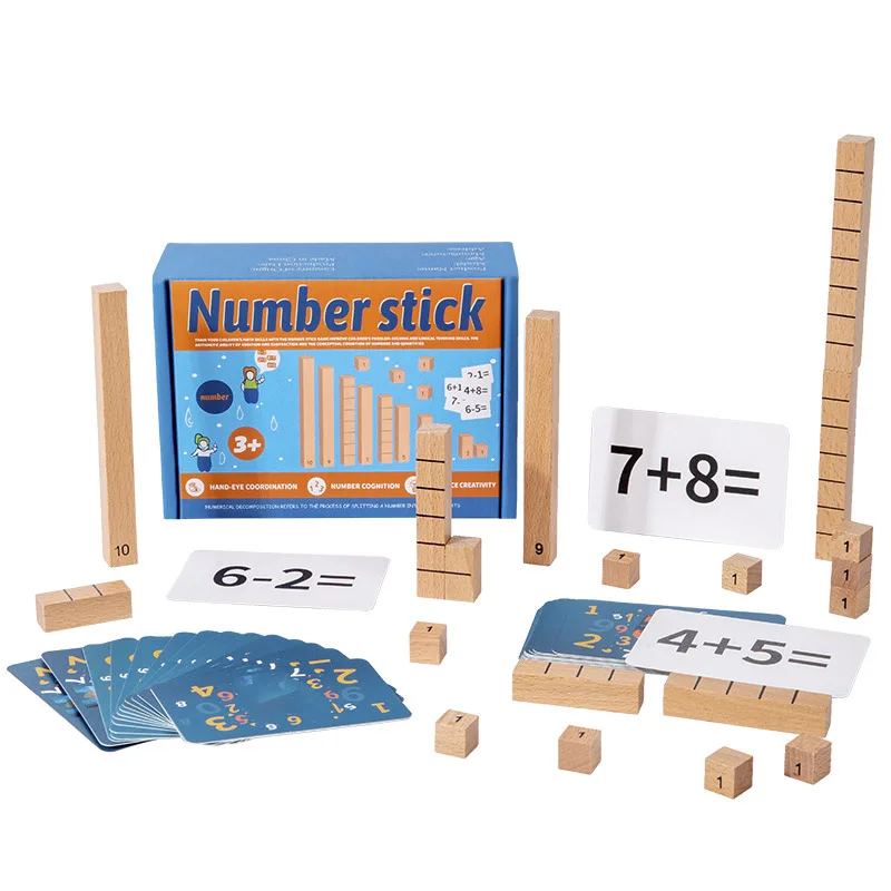 Children's Wooden Number Stick Cognitive Matching Addition Subtraction Operation Montessori Logical Thinking Training Math Toys