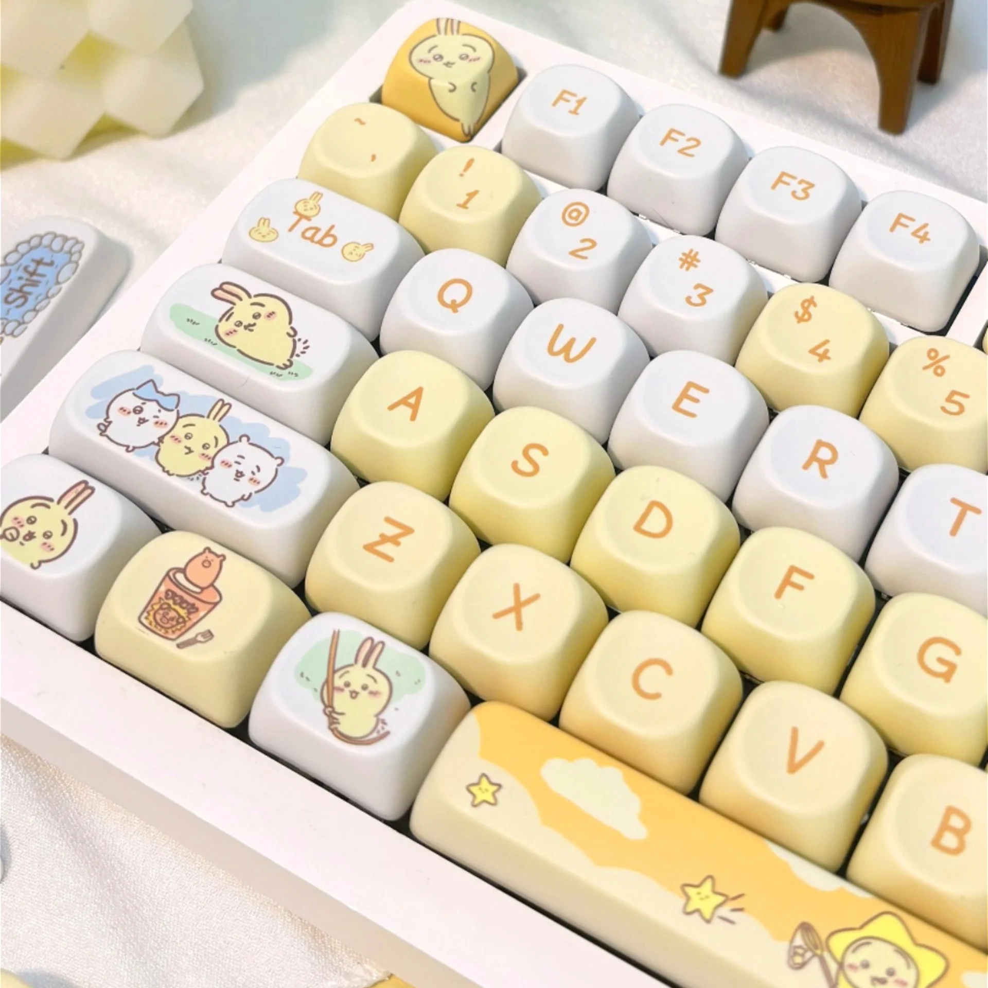 Sevimli kızlar MOA Keycaps PBT kullanımı kedi öğleden sonra çay 95 tuşları için 60/84 mekanik klavye MX anahtarı