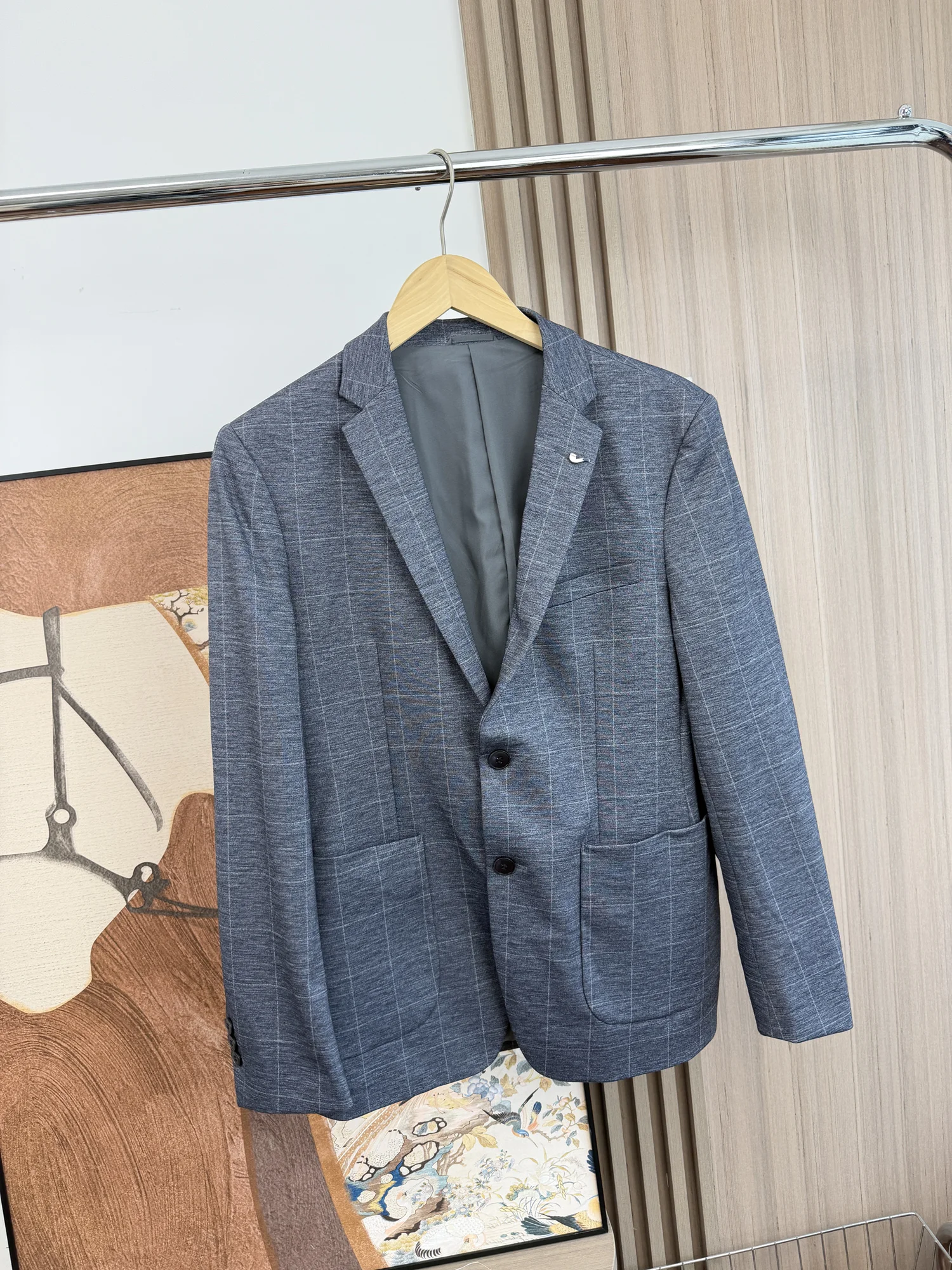 Men's Business Casual Single-breasted Velvet Texture Suit Spring Fashion Slim Fit Anti-wrinkle Flat Collar Two-button Suit