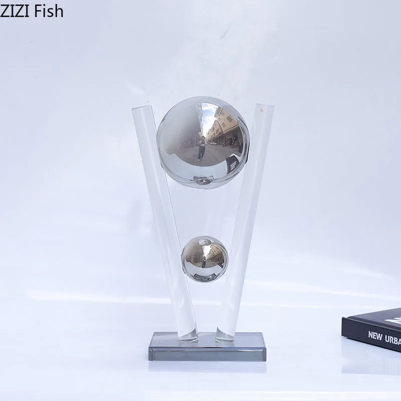 

Geometric Spherical Crystal Statue Abstract Crafts Desk Decoration Minimalist Transparent Crystal Sculpture Modern Home Decor