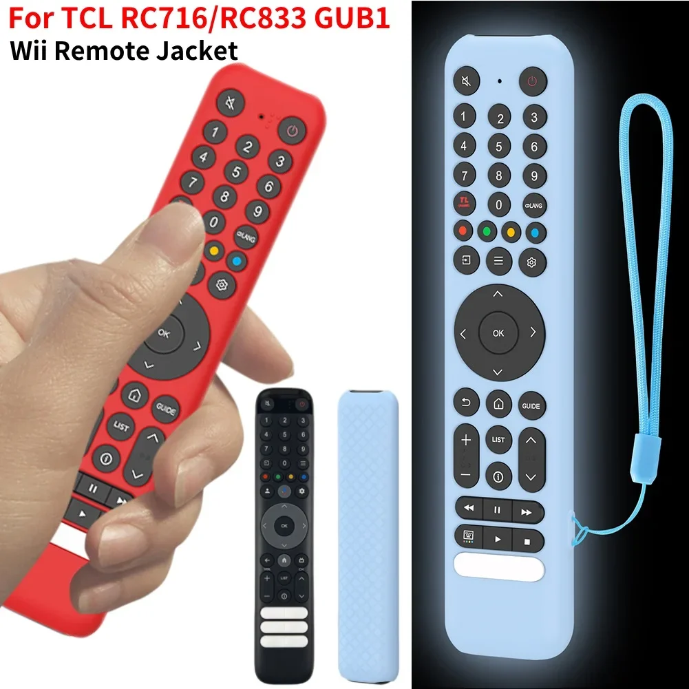 Silicone Remote Case for TCL RC716/RC833 GUB1 TV Remote Control Case Anti-Slip Remote Protective Case Shockproof Silicone Sleeve