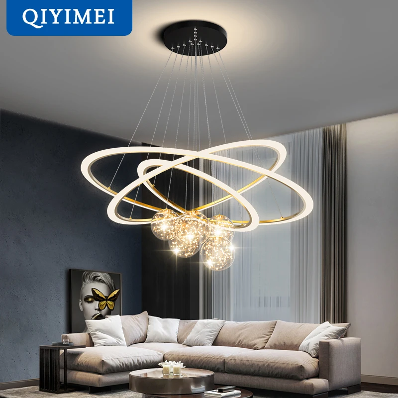 LED Acrylic Chandeliers Indoor Lighting Lamp For Living Room Bedroom Lamps Include star Decoration Lusters Lights Droppshiping