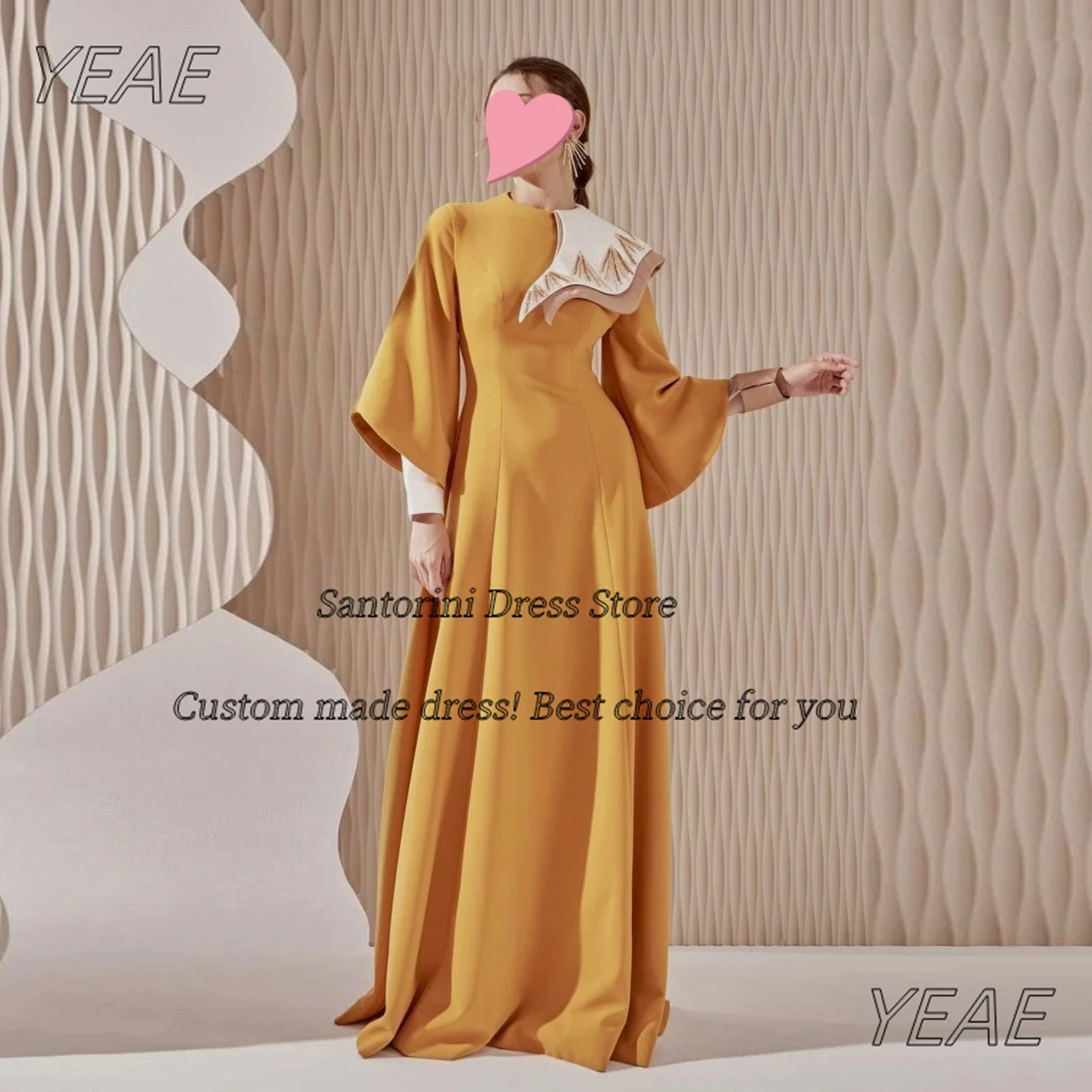 

Santorini Customized Dresses for Special Occasion Tiered O-Neck Evening Party Dress Long Sleeves Formal Banquet Prom Gowns