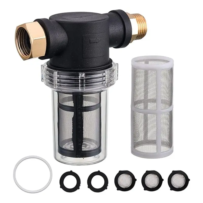 AEE2-Garden Hose Filter, Sediment Filter Attachment For Pressure Washer Inlet Water, With 40 Mesh And 100 Mesh Screen