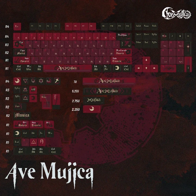 Ave Mujica Keycaps Custom MyGo PBT Cherry Profile 140 Keys Key Cap Cute Cartoon Anime Original Design Point Keycap for Gaming