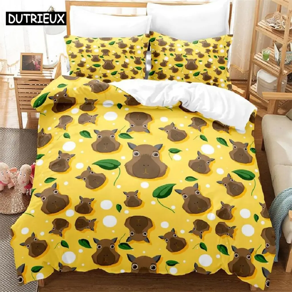 

2023 Kawaii Capybaras Bedding Set Single Twin Full Queen King Size Bed Set Aldult Kid Bedroom Duvetcover Sets 3D bed cover set