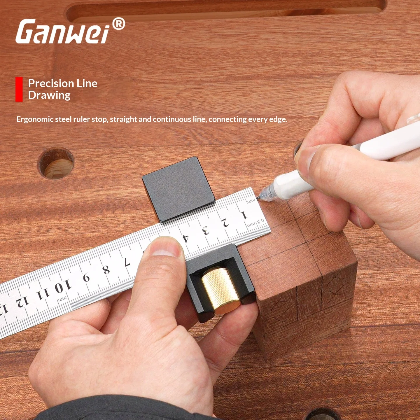 hit productSteel Ruler Scribing Positioning Block Straight Ruler Stop Block Backer Woodworking Fixed Slider