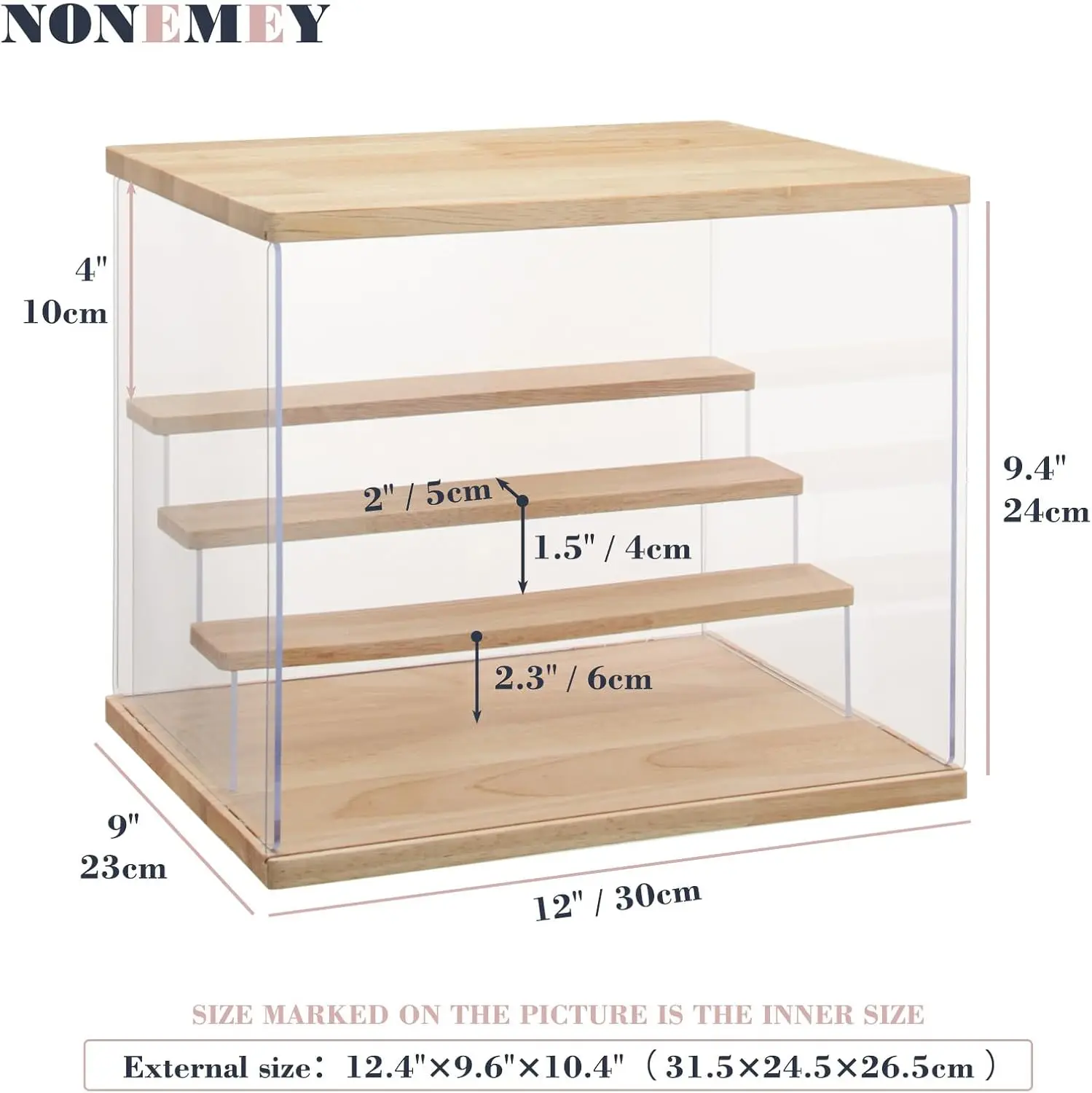 Clear Acrylic Display Case with Light ,3/4/5/6 Tier Multiple Color Lights via Remote Control Dustproof Display Box for Collectib